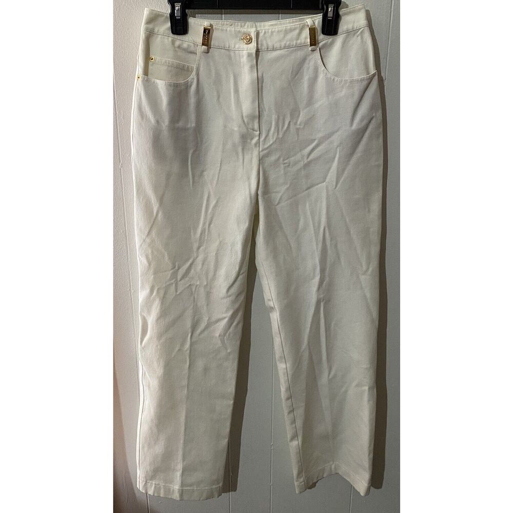 St. John Sport High Waisted Straight Leg Pants Size 10 White